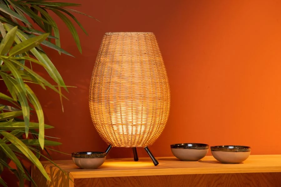 Lucide COLIN - Lampe de table - Ø 22 cm - 1xG9 - Bois clair - ambiance 1